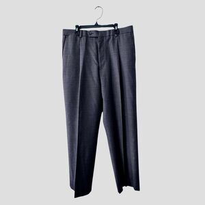 Hart Schaffner Marx Brown Pants Checkered 100% Wool Slacks SZ 32R